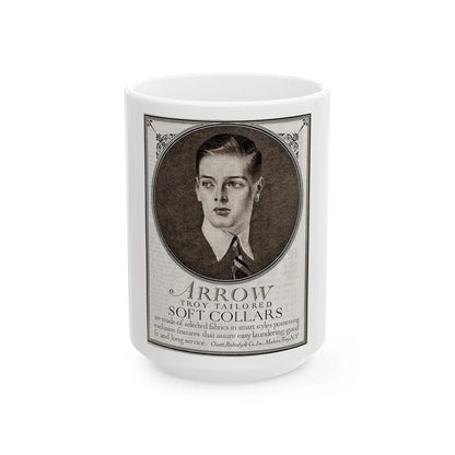 Arrow Troy Tailored Soft Collars ad, The Saturday Evening Post, July 26, 1919 - White Coffee Mug-15oz-Go Mug Yourself