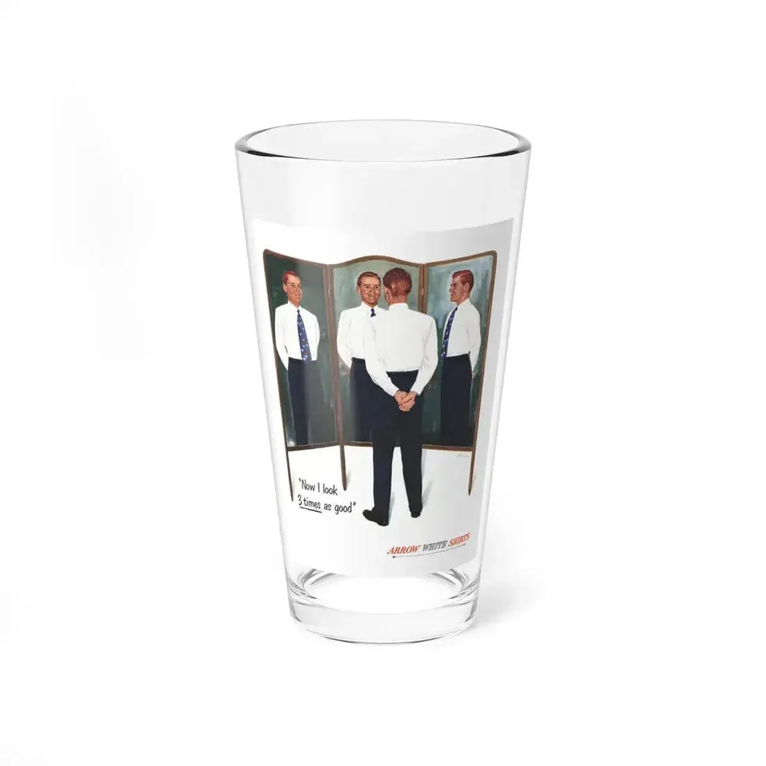 Arrow White Shirt ad, Collier's, March 4, 1950 (Magazine Illustration) Pint Glass 16oz 16oz - Go Mug Yourself