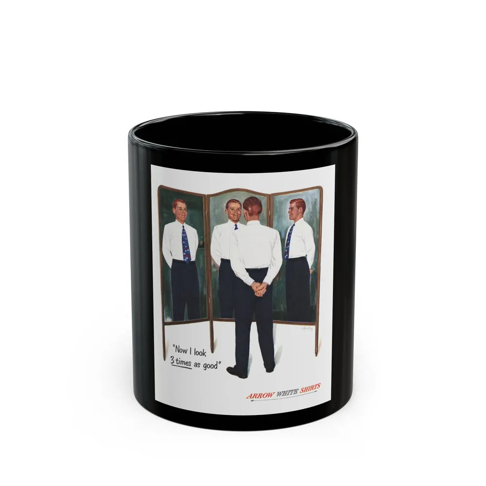 Arrow White Shirt ad, Collier's, March 4, 1950 - Black Coffee Mug-11oz-Go Mug Yourself