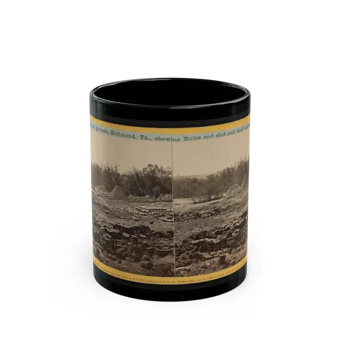 Arsenal Grounds, Richmond, Va., Showing Ruins And Shot And Shell Scattered Around 001 (U.S. Civil War) Black Coffee Mug 11oz - Go Mug Yourself