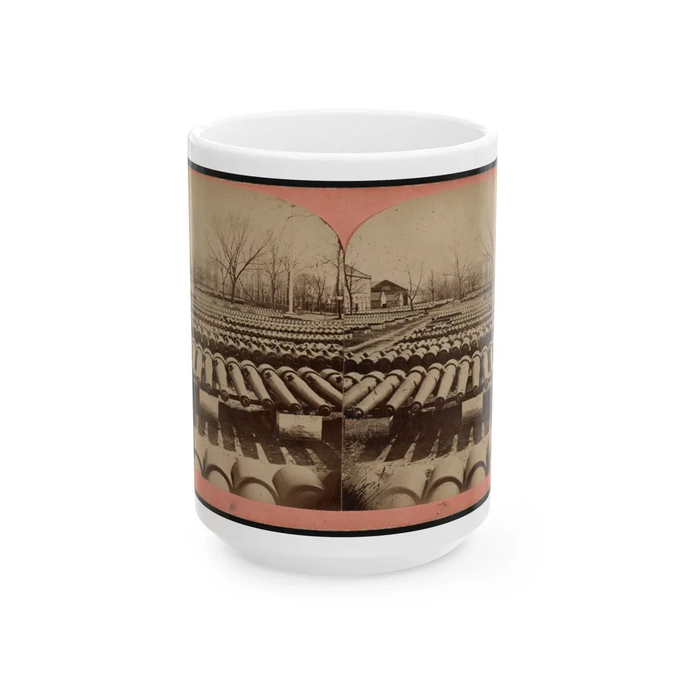 Arsenal Grounds, Richmond, Va., Showing Ruins And Shot And Shell Scattered Around (U.S. Civil War) White Coffee Mug-15oz-Go Mug Yourself