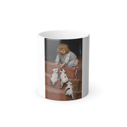 Arthur John Elsley (1861-1952) A Dead Heat - oil on canvas 1893 - Color Changing Mug 11oz-11oz-Go Mug Yourself