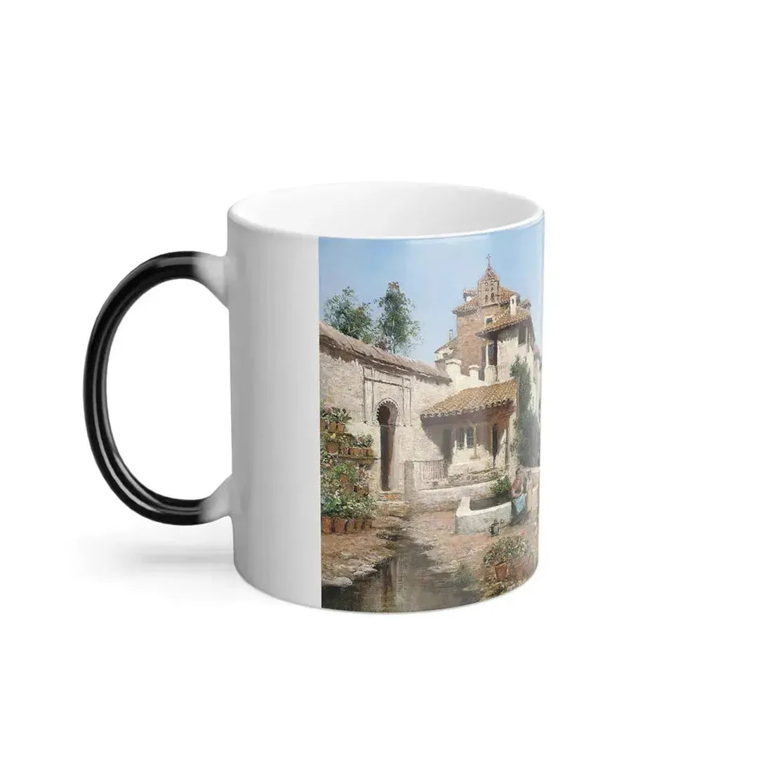 Arthur Trevor Haddon (1864-1941) Old houses outside Toledo -  oil on canvas - Color Changing Mug 11oz - Go Mug Yourself