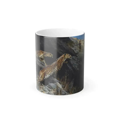 Arthur Wardle (1864-1949) Indian Leopards - Oil on Canvas - Color Changing Mug 11oz 11oz - Go Mug Yourself
