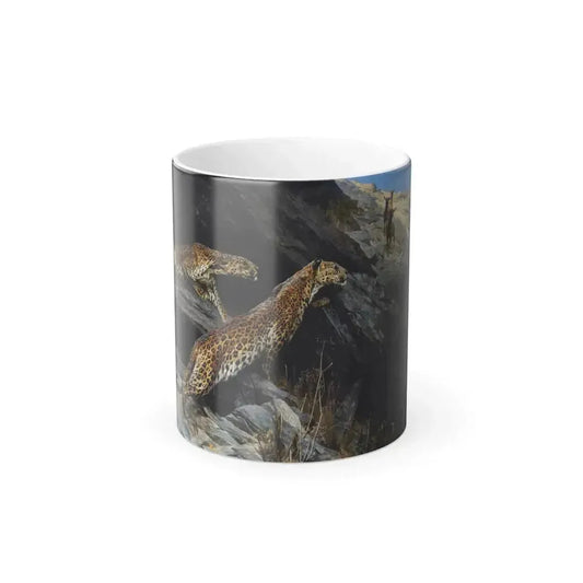 Arthur Wardle (1864-1949) Indian Leopards - Oil on Canvas - Color Changing Mug 11oz 11oz - Go Mug Yourself