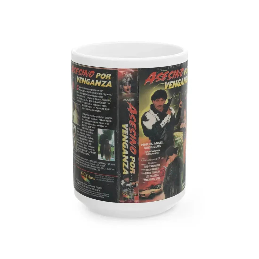 ASESINO POR VENGANZA (VHS COVER) - White Coffee Mug 15oz - Go Mug Yourself