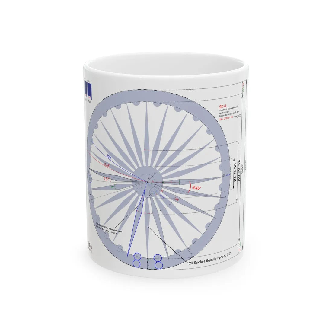 Ashoka Chakra Construction sheet (India) White Coffee Mug 11oz - Go Mug Yourself