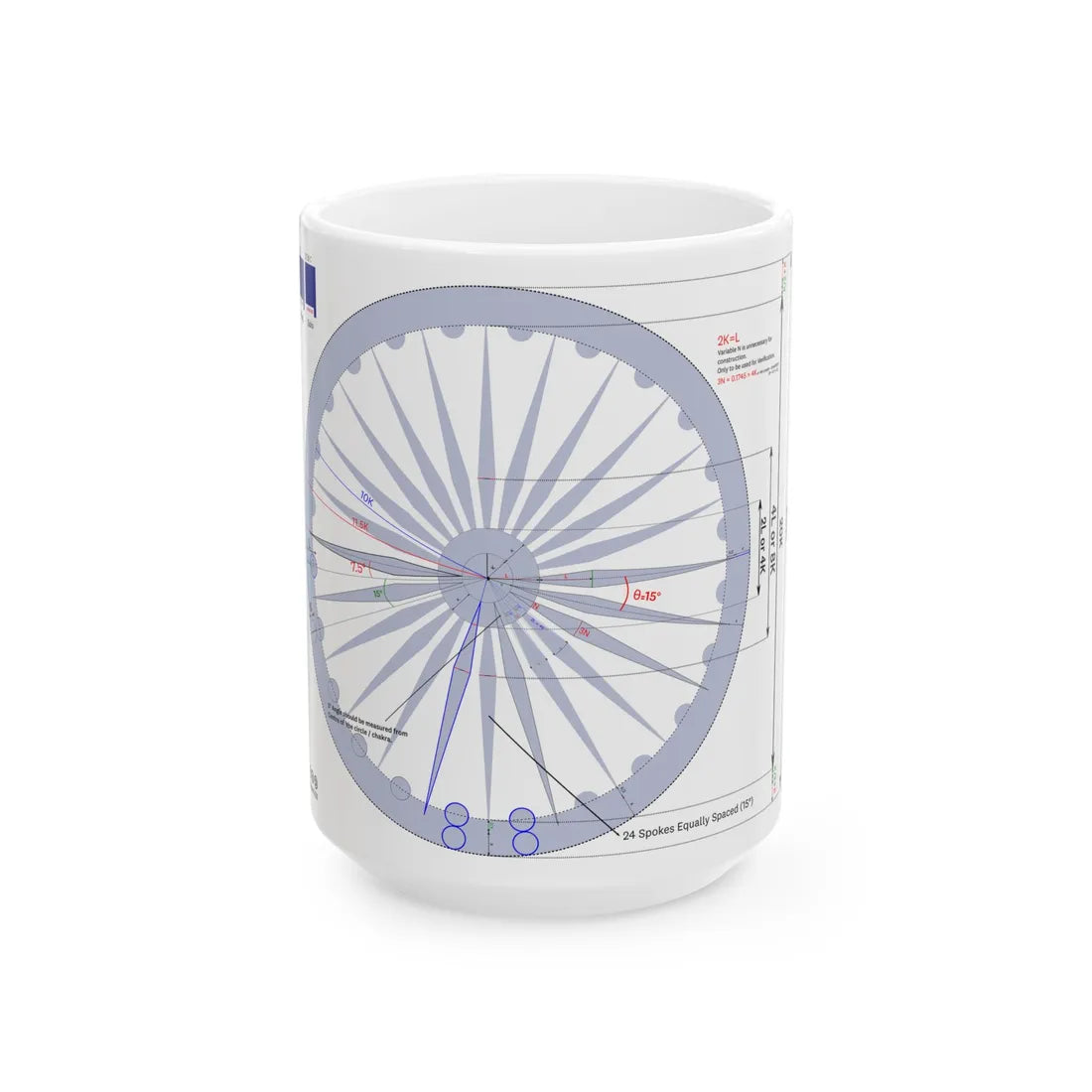 Ashoka Chakra Construction sheet (India) White Coffee Mug 15oz - Go Mug Yourself