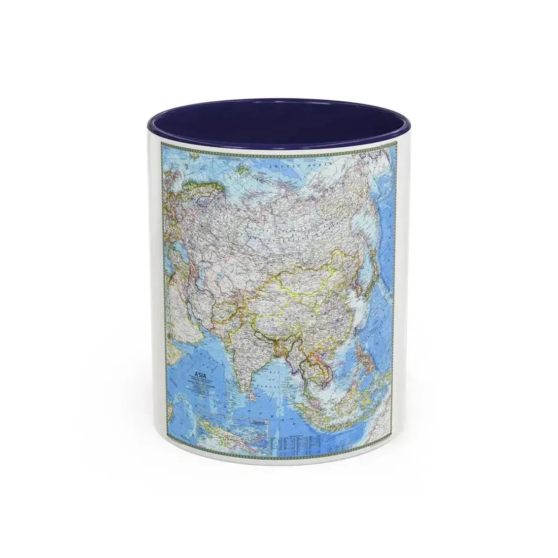 Asia (1971) (Map) Accent Coffee Mug 11oz Navy - Go Mug Yourself