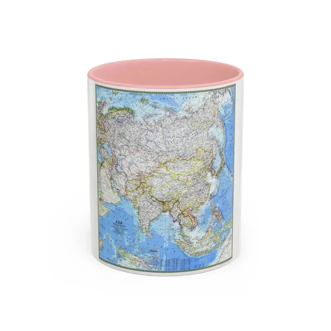 Asia (1971) (Map) Accent Coffee Mug 11oz Pink - Go Mug Yourself