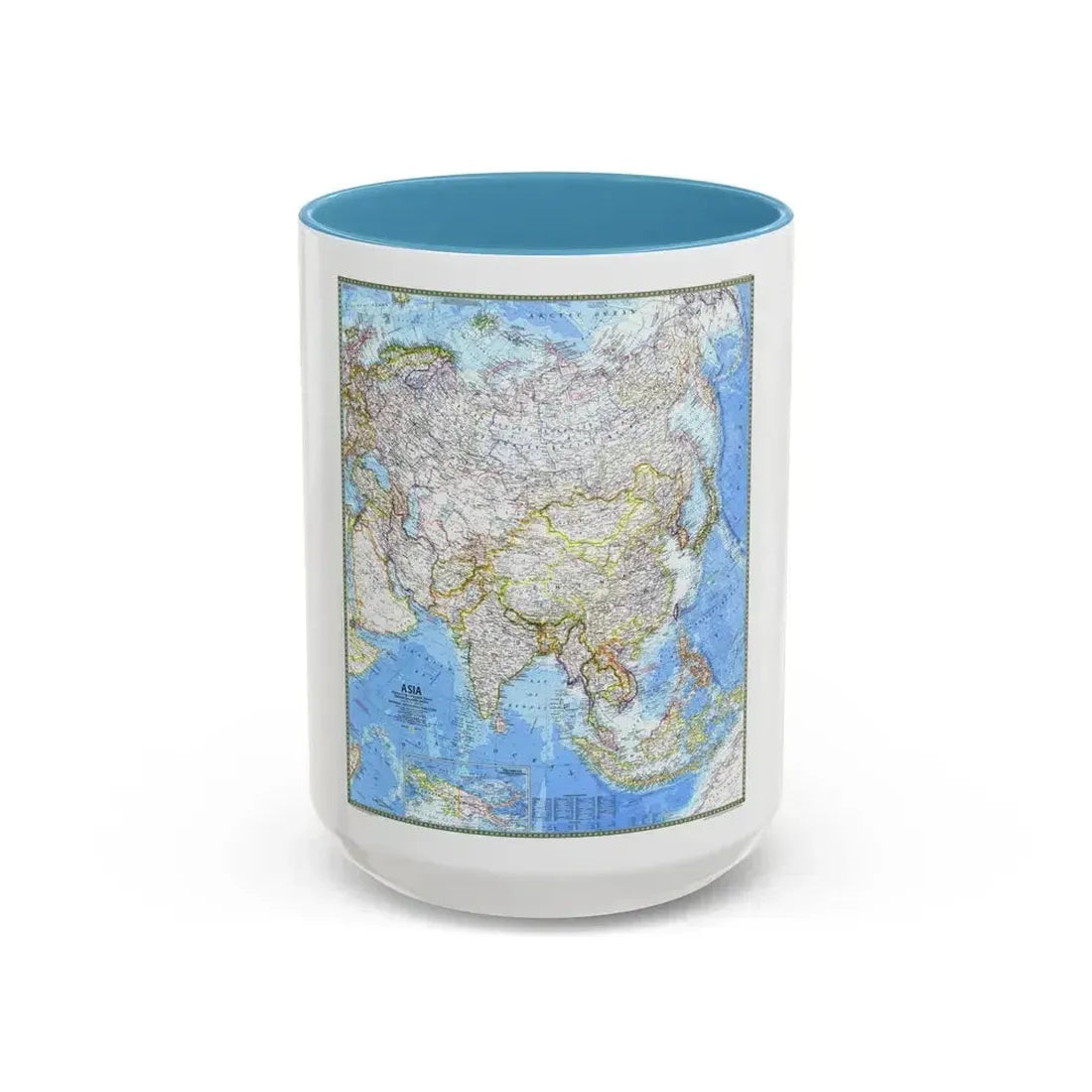 Asia (1971) (Map) Accent Coffee Mug 15oz Light Blue - Go Mug Yourself