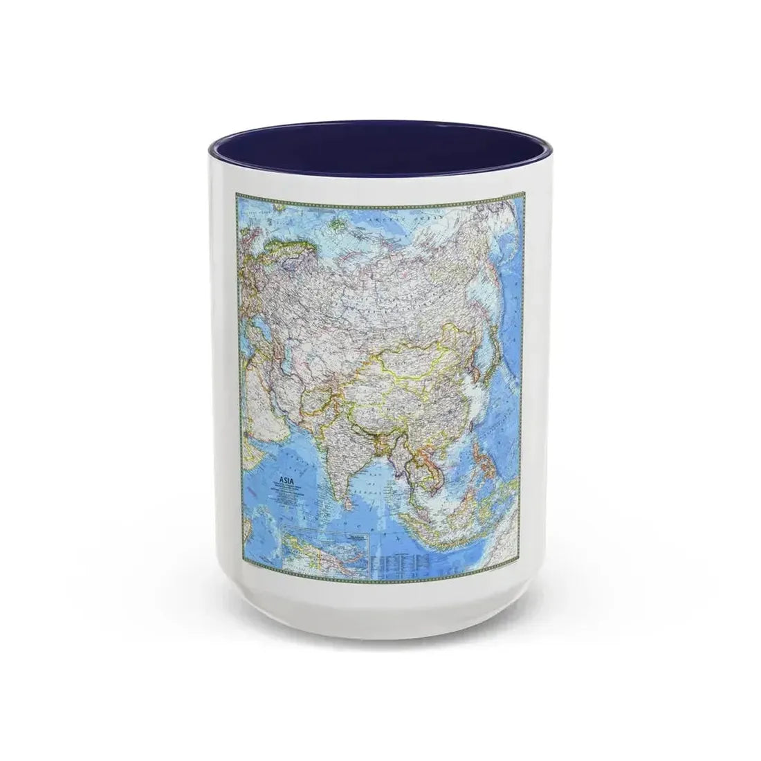 Asia (1971) (Map) Accent Coffee Mug 15oz Navy - Go Mug Yourself
