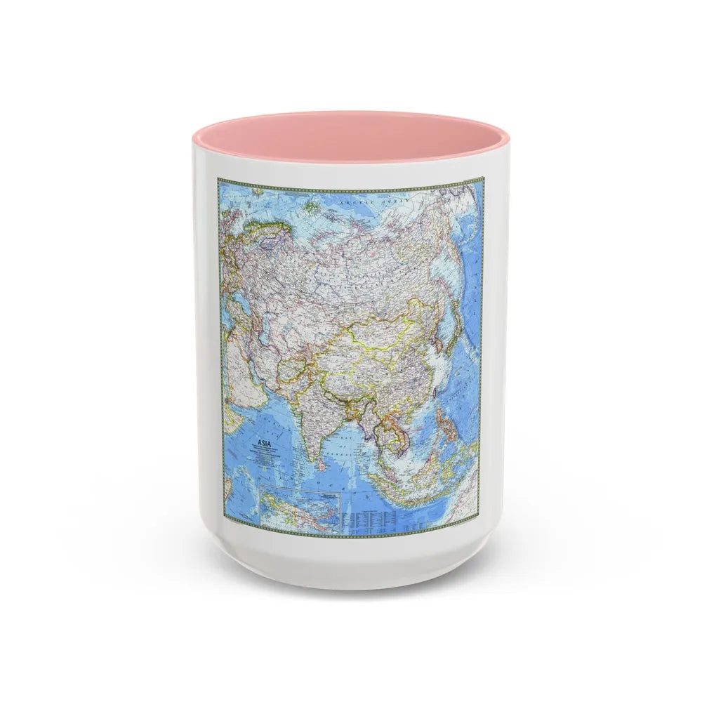 Asia (1971) (Map) Accent Coffee Mug-15oz-Pink-Go Mug Yourself