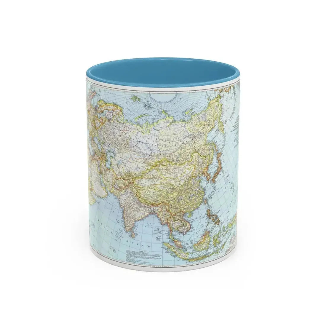 Asia and Adjacent Areas (1942) (Map) Accent Coffee Mug 11oz Light Blue - Go Mug Yourself