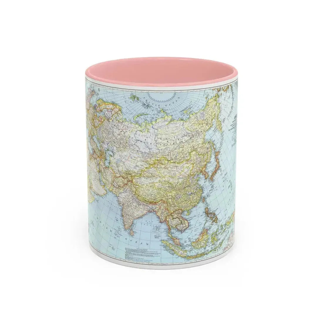 Asia and Adjacent Areas (1942) (Map) Accent Coffee Mug 11oz Pink - Go Mug Yourself
