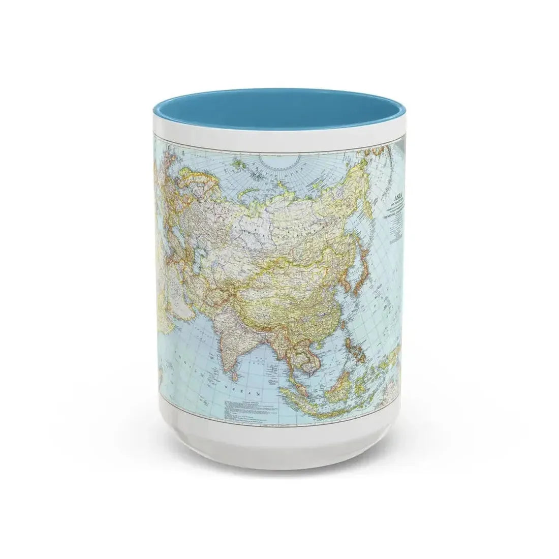 Asia and Adjacent Areas (1942) (Map) Accent Coffee Mug 15oz Light Blue - Go Mug Yourself