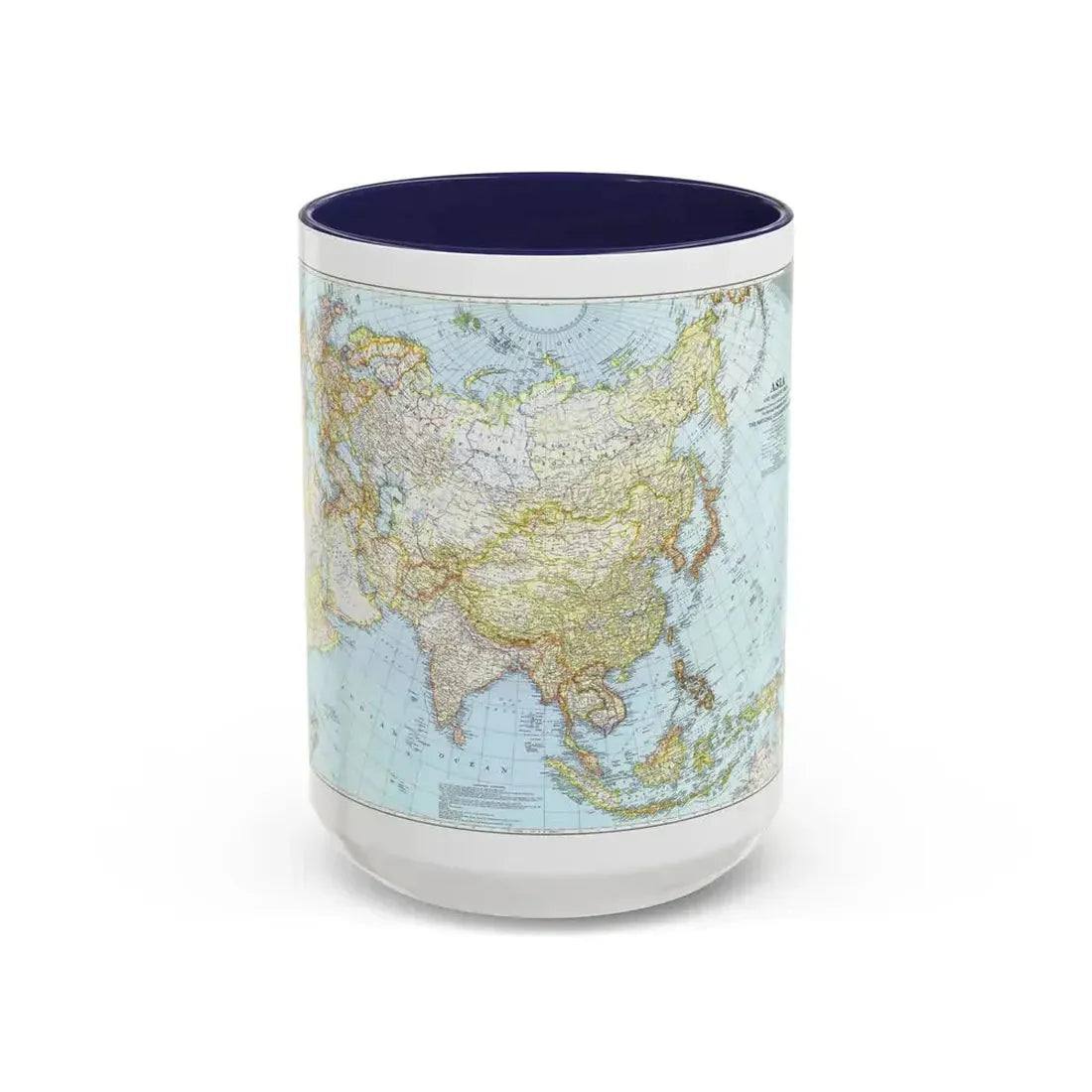 Asia and Adjacent Areas (1942) (Map) Accent Coffee Mug 15oz Navy - Go Mug Yourself
