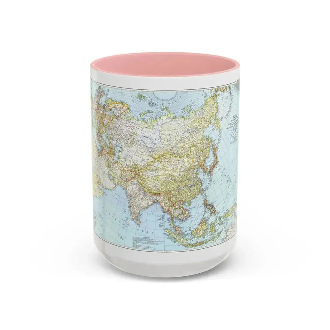 Asia and Adjacent Areas (1942) (Map) Accent Coffee Mug 15oz Pink - Go Mug Yourself