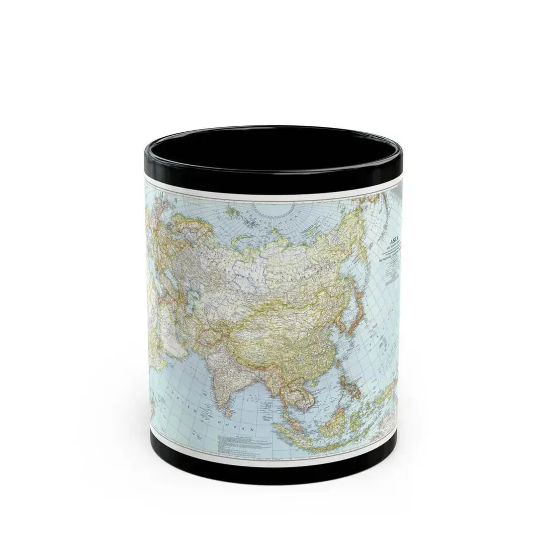 Asia and Adjacent Areas (1942) (Map) Black Coffee Mug 11oz - Go Mug Yourself