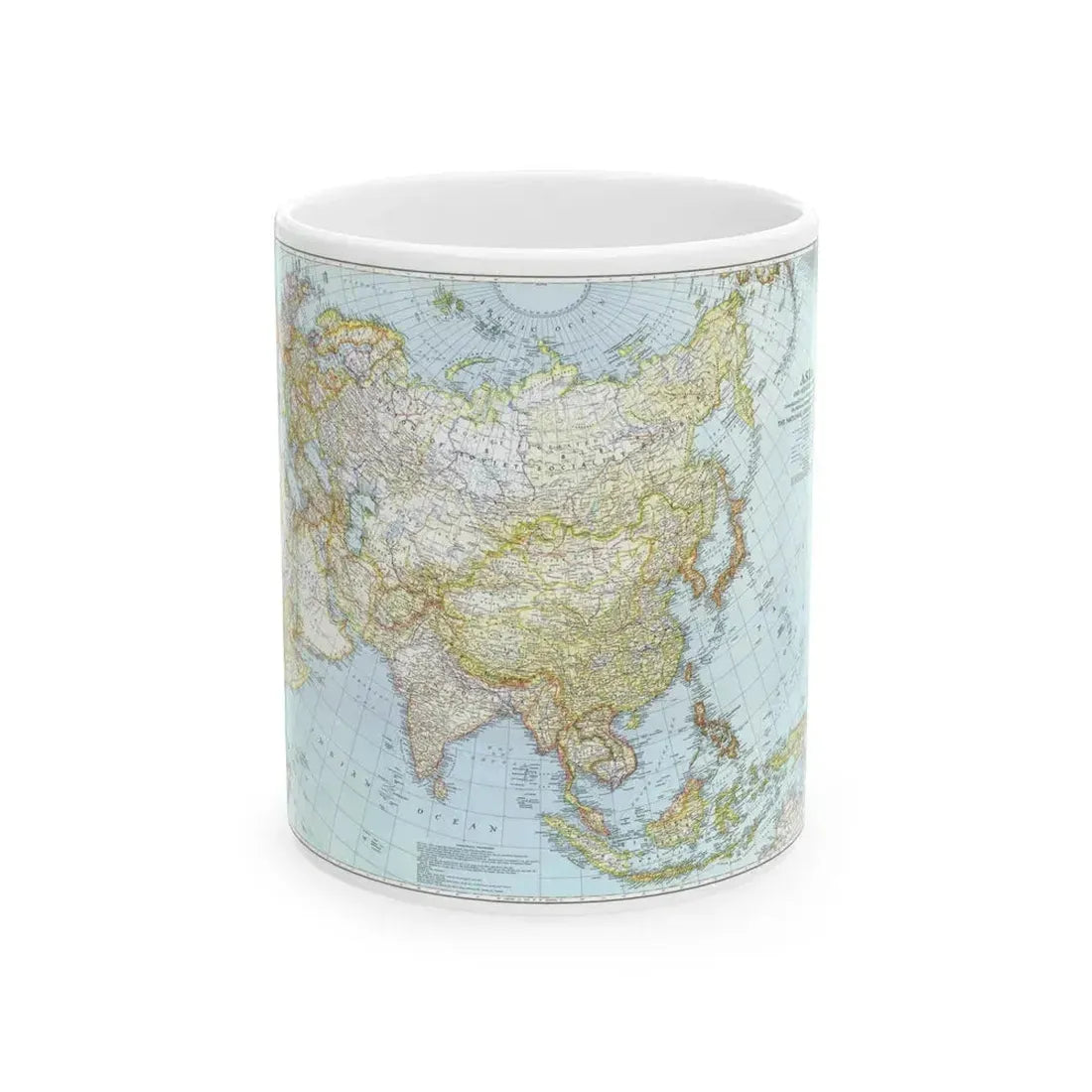 Asia and Adjacent Areas (1942) (Map) White Coffee Mug 11oz - Go Mug Yourself