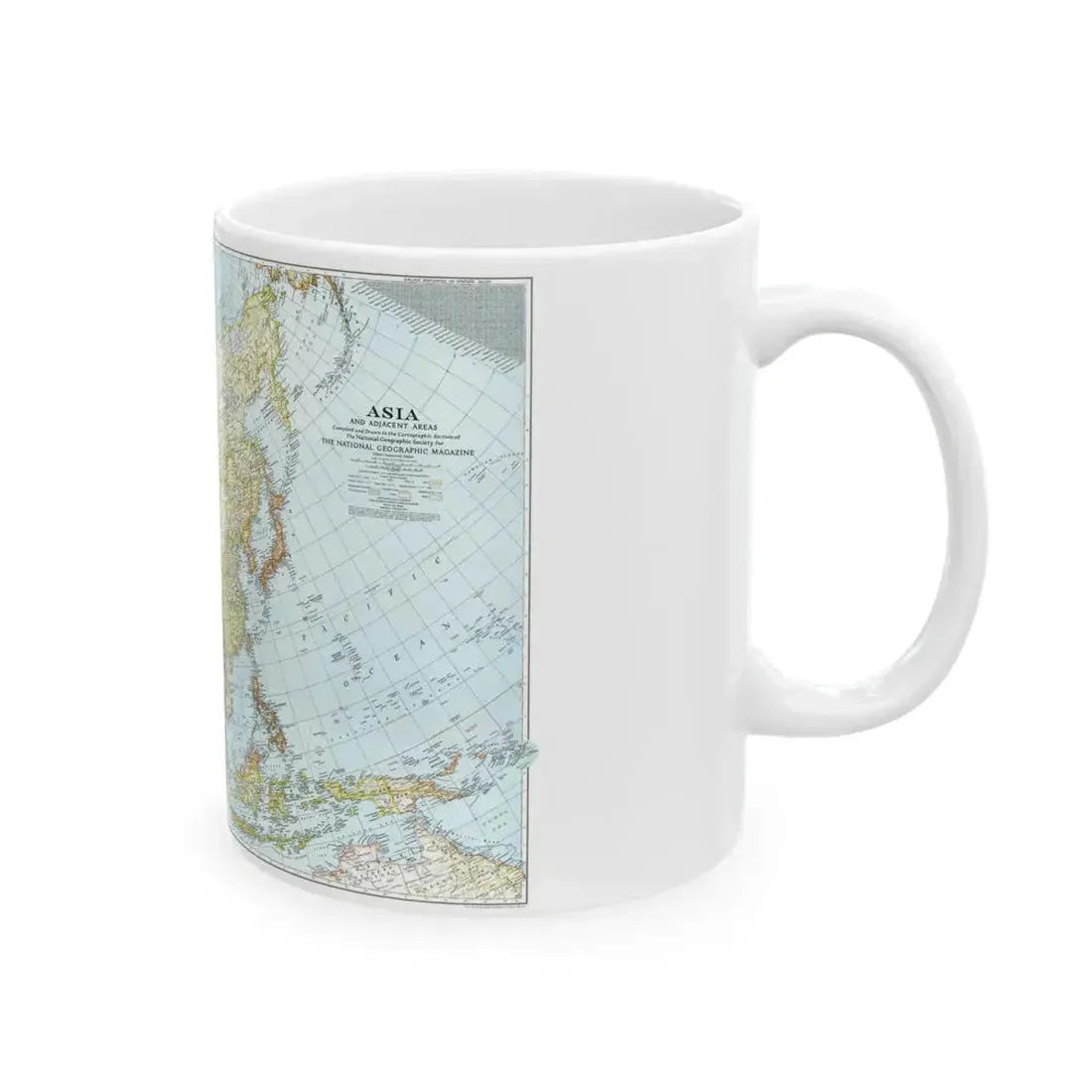 Asia and Adjacent Areas (1942) (Map) White Coffee Mug - Go Mug Yourself