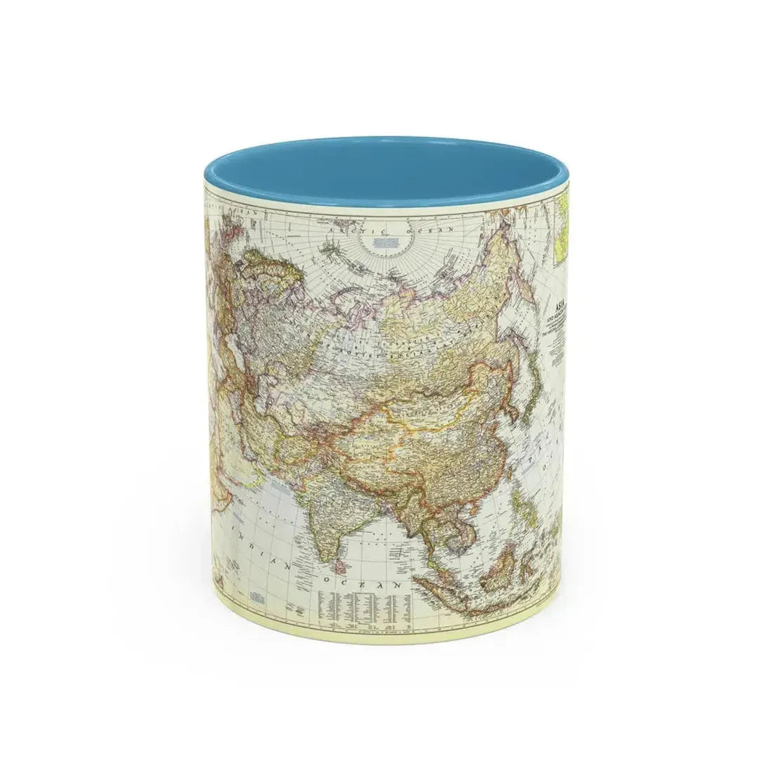 Asia and Adjacent Areas (1951) (Map) Accent Coffee Mug 11oz Light Blue - Go Mug Yourself