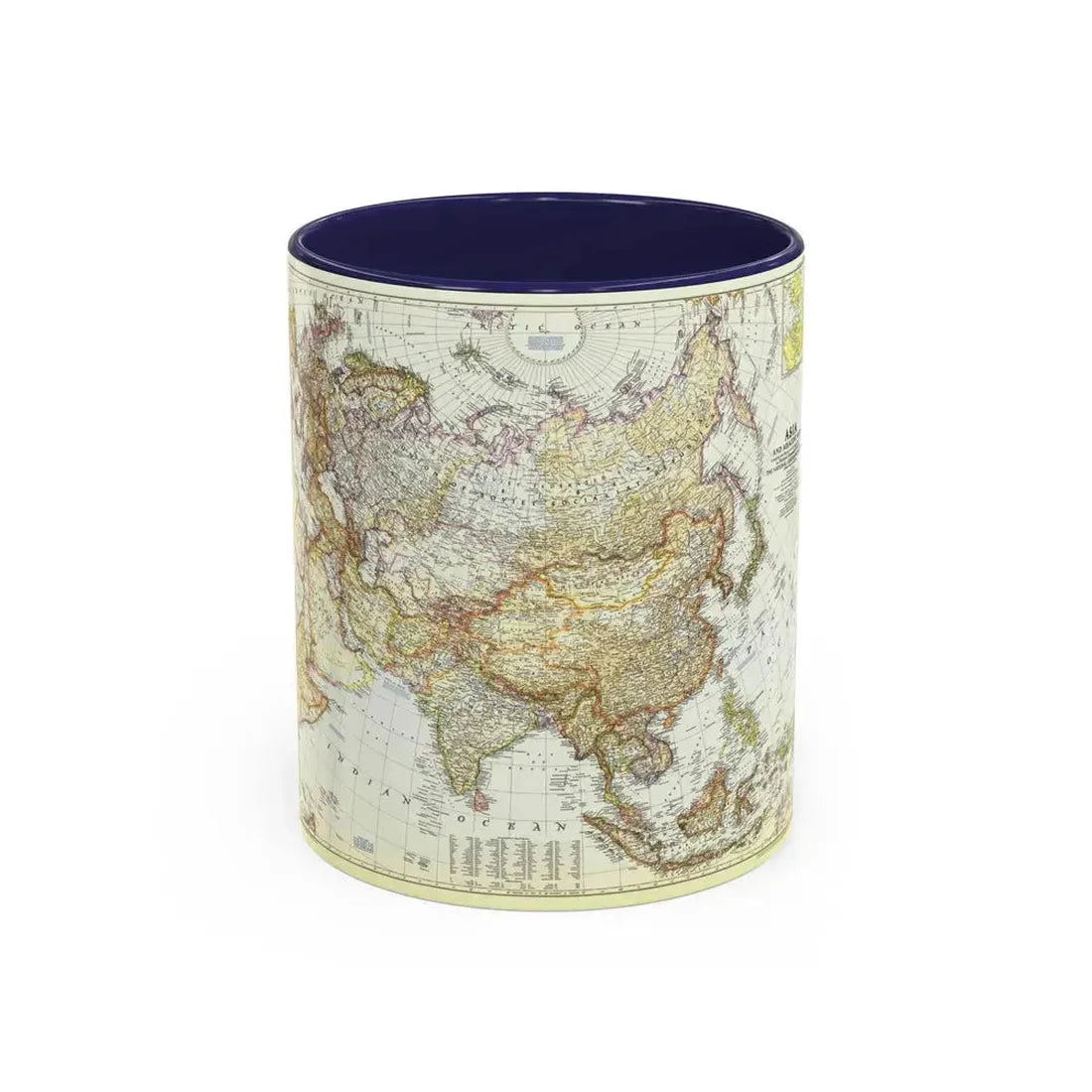 Asia and Adjacent Areas (1951) (Map) Accent Coffee Mug 11oz Navy - Go Mug Yourself