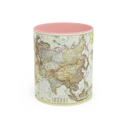 Asia and Adjacent Areas (1951) (Map) Accent Coffee Mug 11oz Pink - Go Mug Yourself