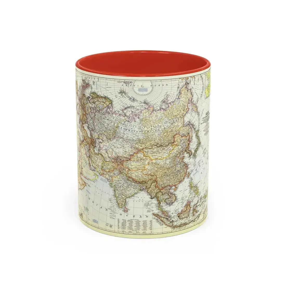 Asia and Adjacent Areas (1951) (Map) Accent Coffee Mug 11oz Red - Go Mug Yourself