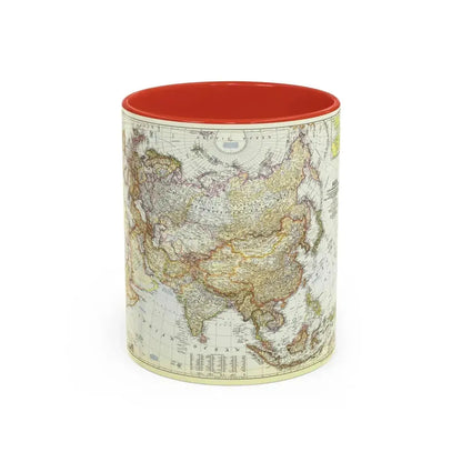Asia and Adjacent Areas (1951) (Map) Accent Coffee Mug 11oz Red - Go Mug Yourself