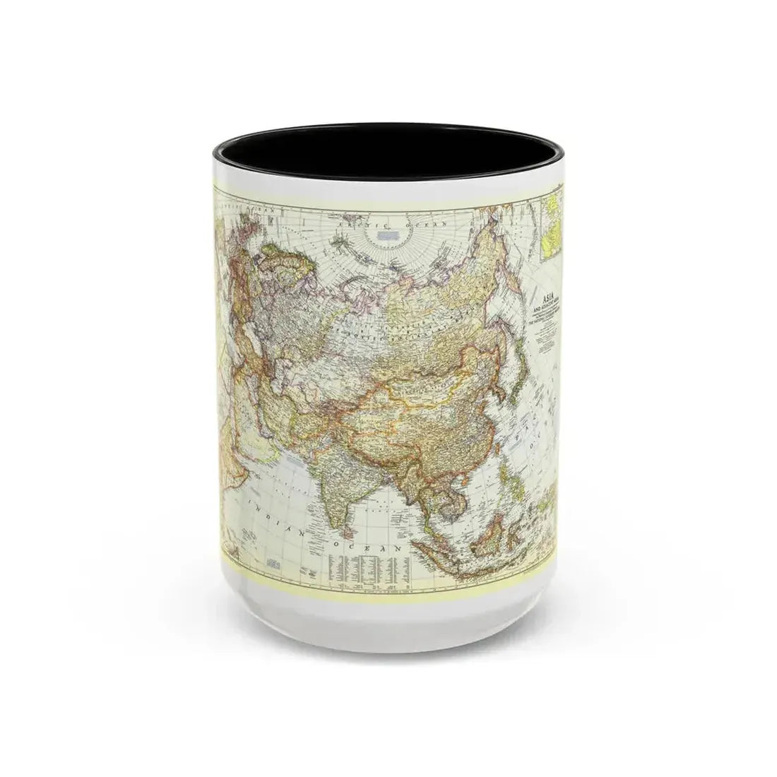 Asia and Adjacent Areas (1951) (Map) Accent Coffee Mug 15oz Black - Go Mug Yourself