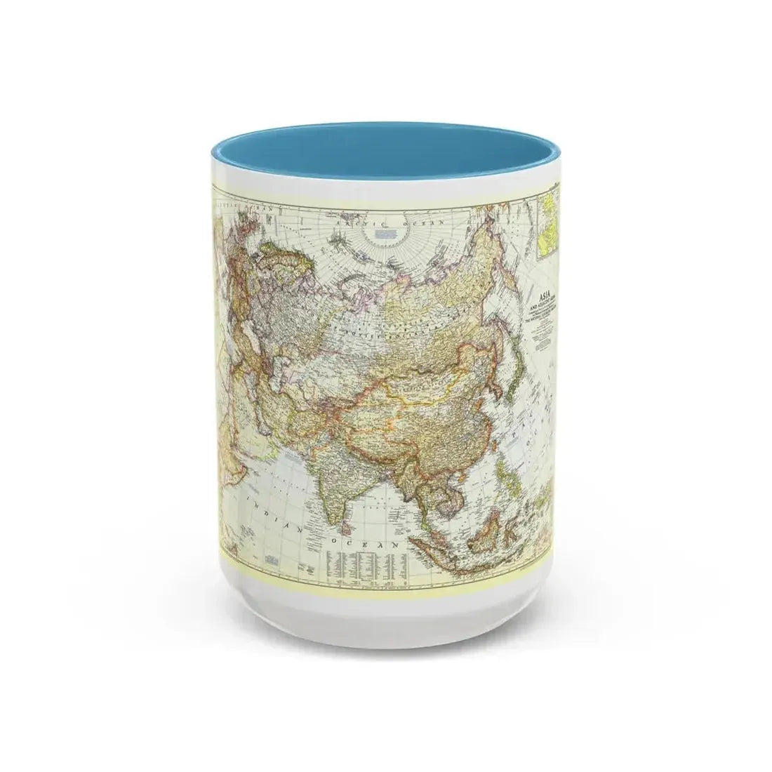 Asia and Adjacent Areas (1951) (Map) Accent Coffee Mug 15oz Light Blue - Go Mug Yourself
