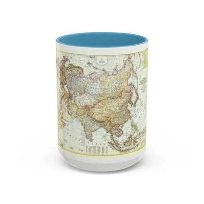 Asia and Adjacent Areas (1951) (Map) Accent Coffee Mug 15oz Light Blue - Go Mug Yourself