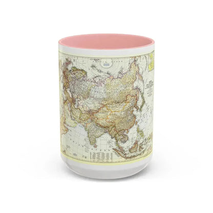Asia and Adjacent Areas (1951) (Map) Accent Coffee Mug 15oz Pink - Go Mug Yourself
