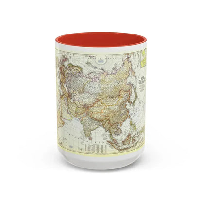 Asia and Adjacent Areas (1951) (Map) Accent Coffee Mug 15oz Red - Go Mug Yourself