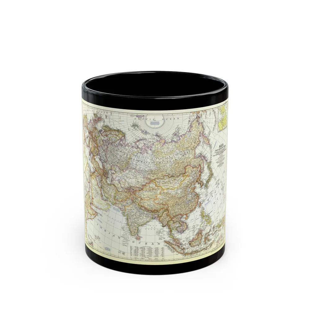 Asia and Adjacent Areas (1951) (Map) Black Coffee Mug-11oz-Go Mug Yourself