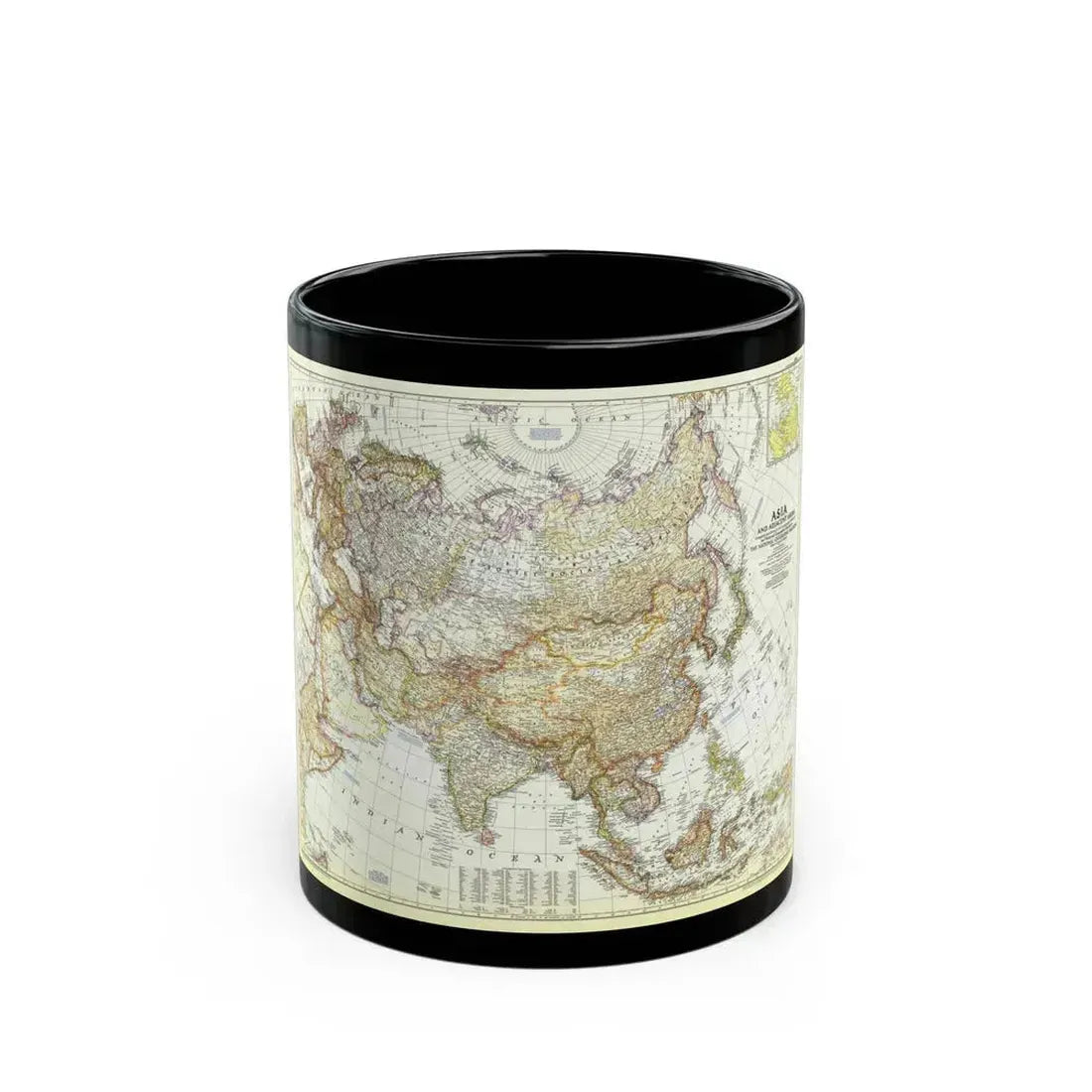 Asia and Adjacent Areas (1951) (Map) Black Coffee Mug 11oz - Go Mug Yourself