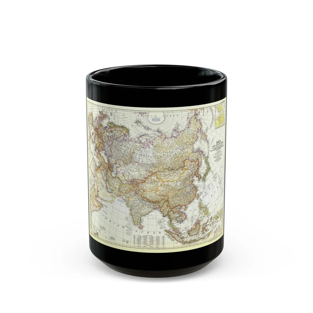 Asia and Adjacent Areas (1951) (Map) Black Coffee Mug-15oz-Go Mug Yourself