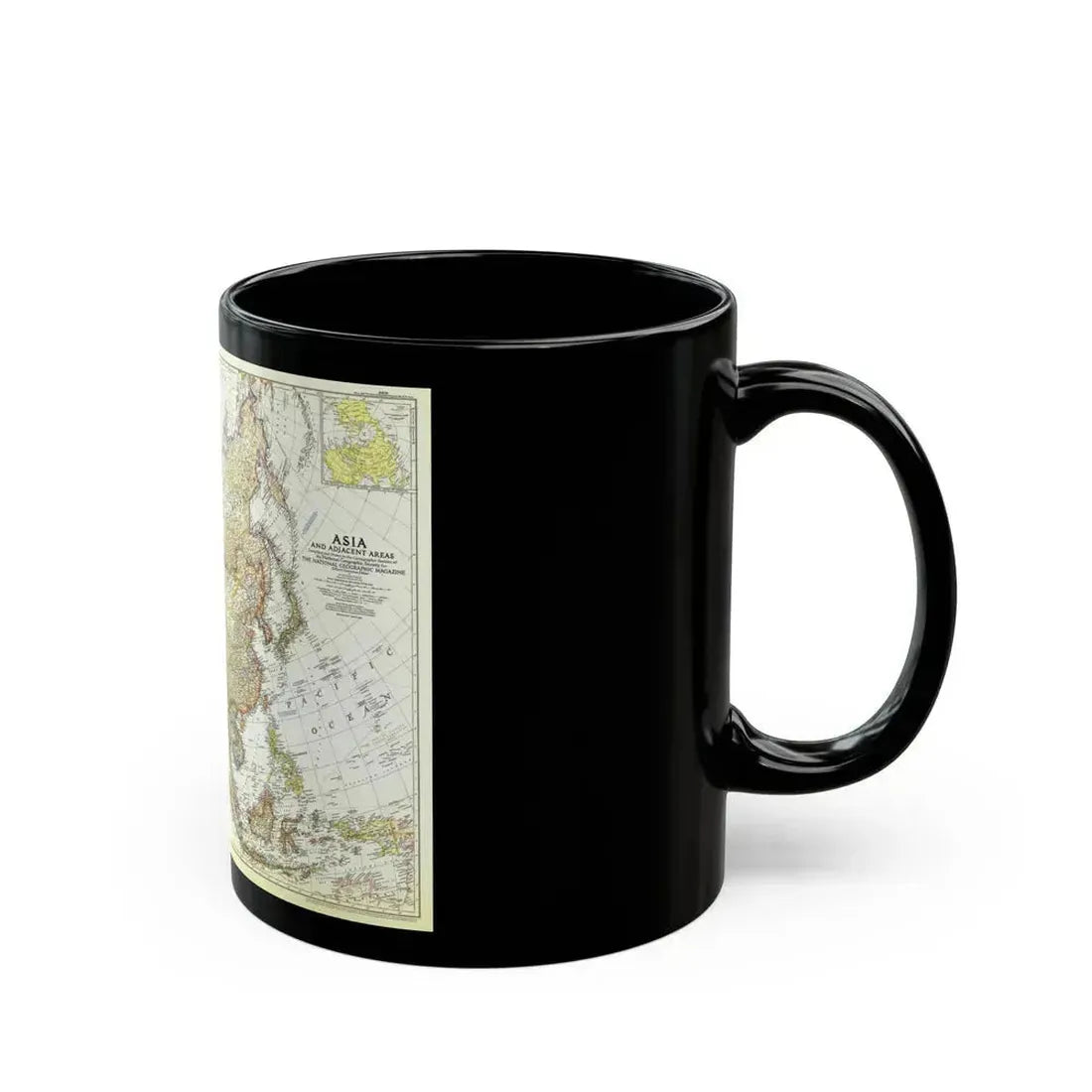 Asia and Adjacent Areas (1951) (Map) Black Coffee Mug - Go Mug Yourself