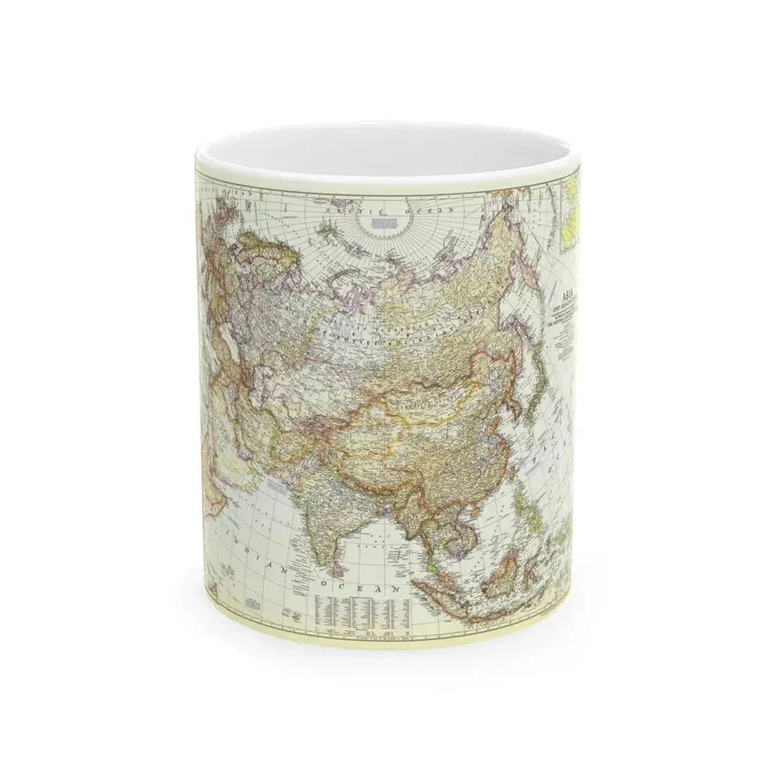 Asia and Adjacent Areas (1951) (Map) White Coffee Mug 11oz - Go Mug Yourself