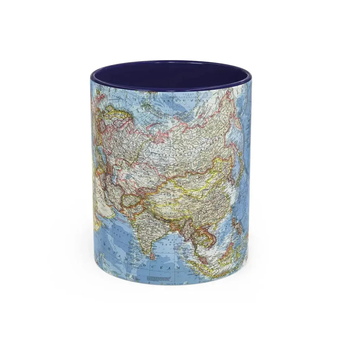 Asia and Adjacent Areas (1959) (Map) Accent Coffee Mug 11oz Navy - Go Mug Yourself
