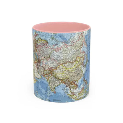 Asia and Adjacent Areas (1959) (Map) Accent Coffee Mug 11oz Pink - Go Mug Yourself