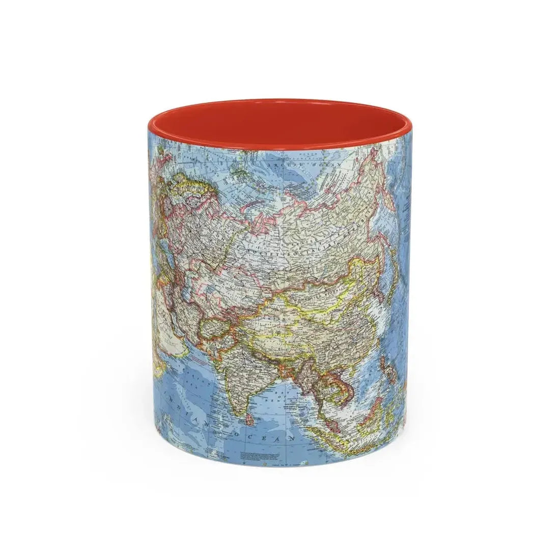 Asia and Adjacent Areas (1959) (Map) Accent Coffee Mug 11oz Red - Go Mug Yourself