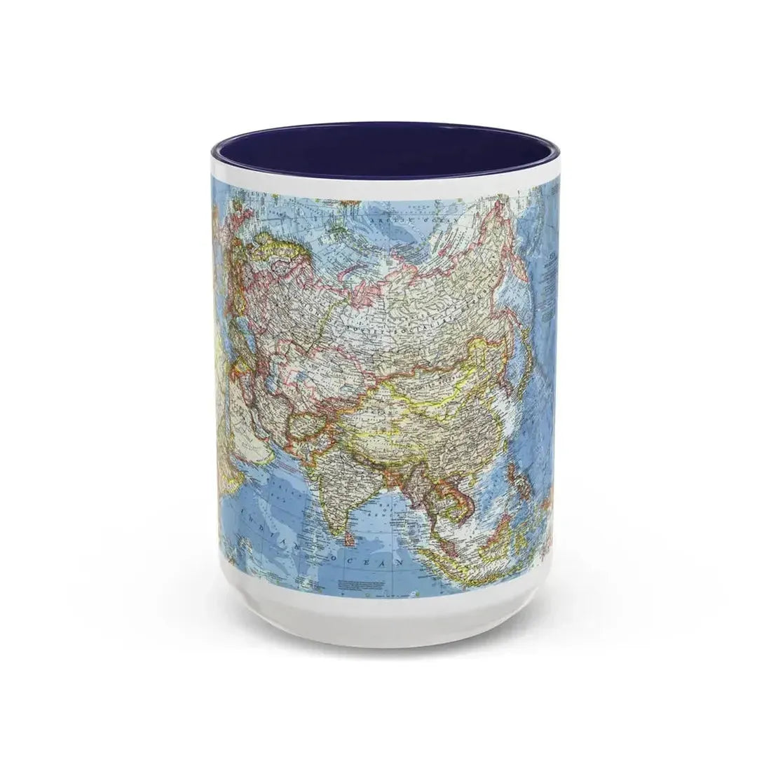 Asia and Adjacent Areas (1959) (Map) Accent Coffee Mug 15oz Navy - Go Mug Yourself