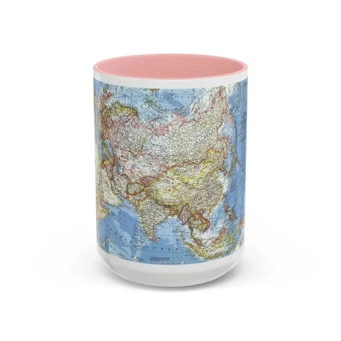Asia and Adjacent Areas (1959) (Map) Accent Coffee Mug 15oz Pink - Go Mug Yourself