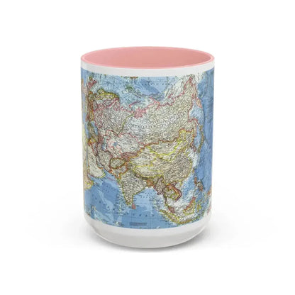 Asia and Adjacent Areas (1959) (Map) Accent Coffee Mug 15oz Pink - Go Mug Yourself