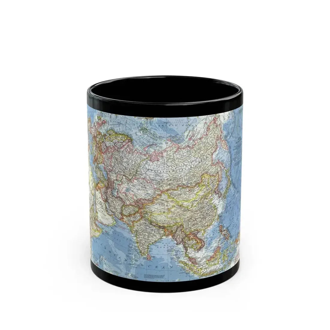 Asia and Adjacent Areas (1959) (Map) Black Coffee Mug 11oz - Go Mug Yourself