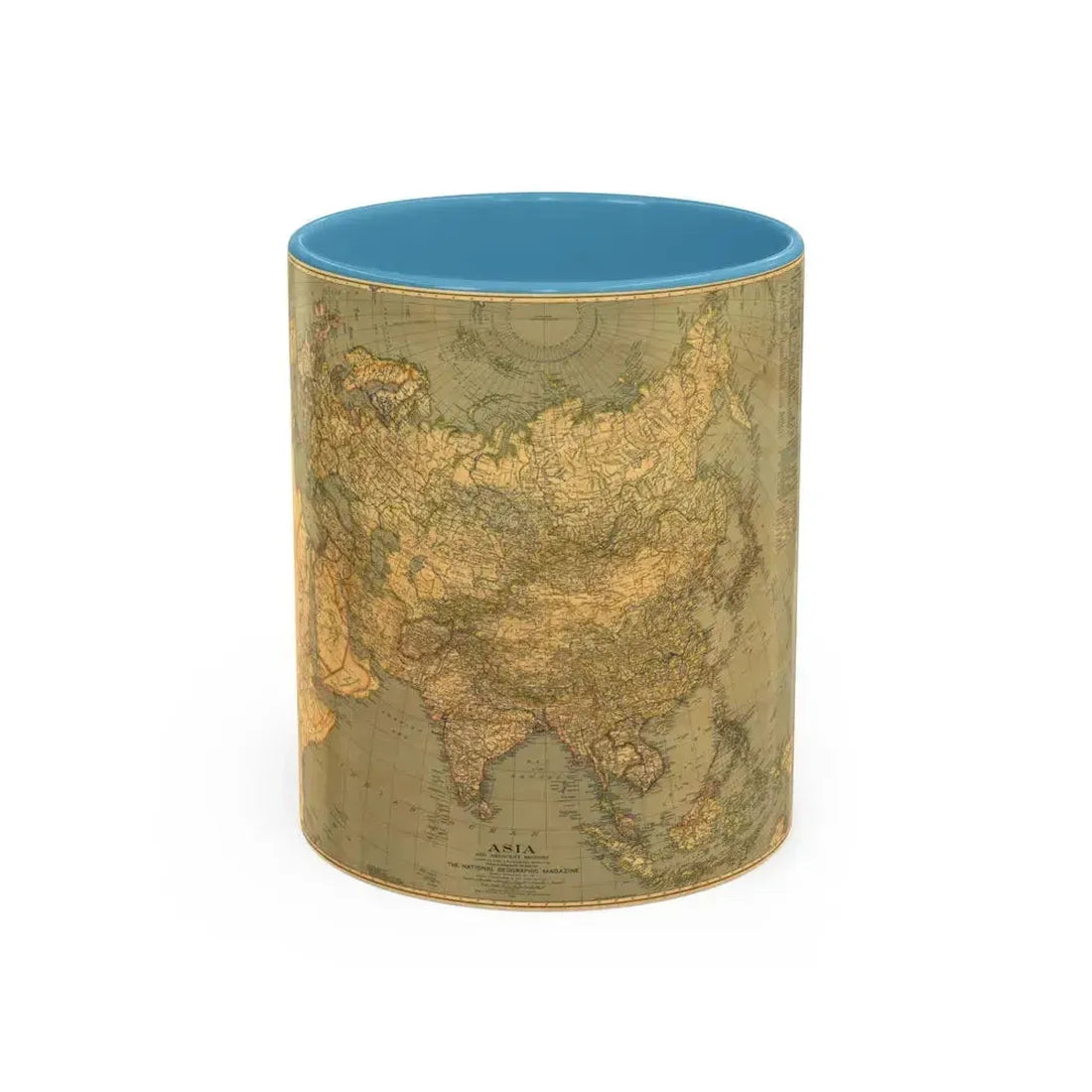 Asia and Adjacent Regions (1933) (Map) Accent Coffee Mug 11oz Light Blue - Go Mug Yourself