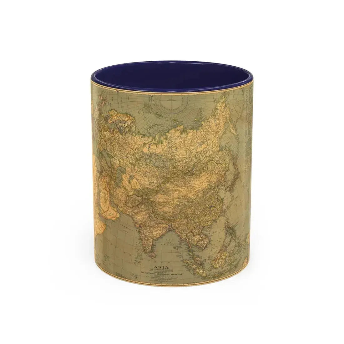 Asia and Adjacent Regions (1933) (Map) Accent Coffee Mug 11oz Navy - Go Mug Yourself