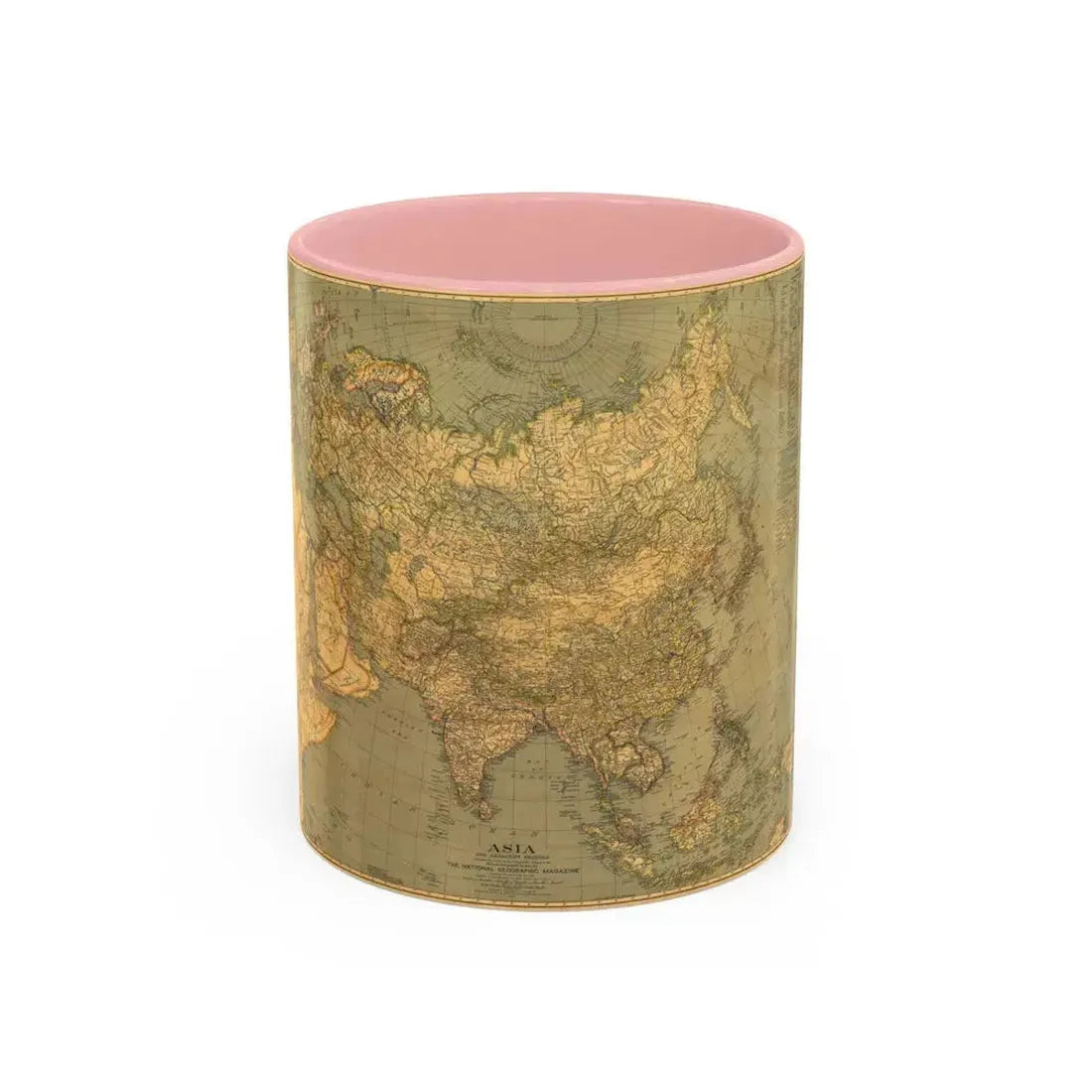 Asia and Adjacent Regions (1933) (Map) Accent Coffee Mug 11oz Pink - Go Mug Yourself